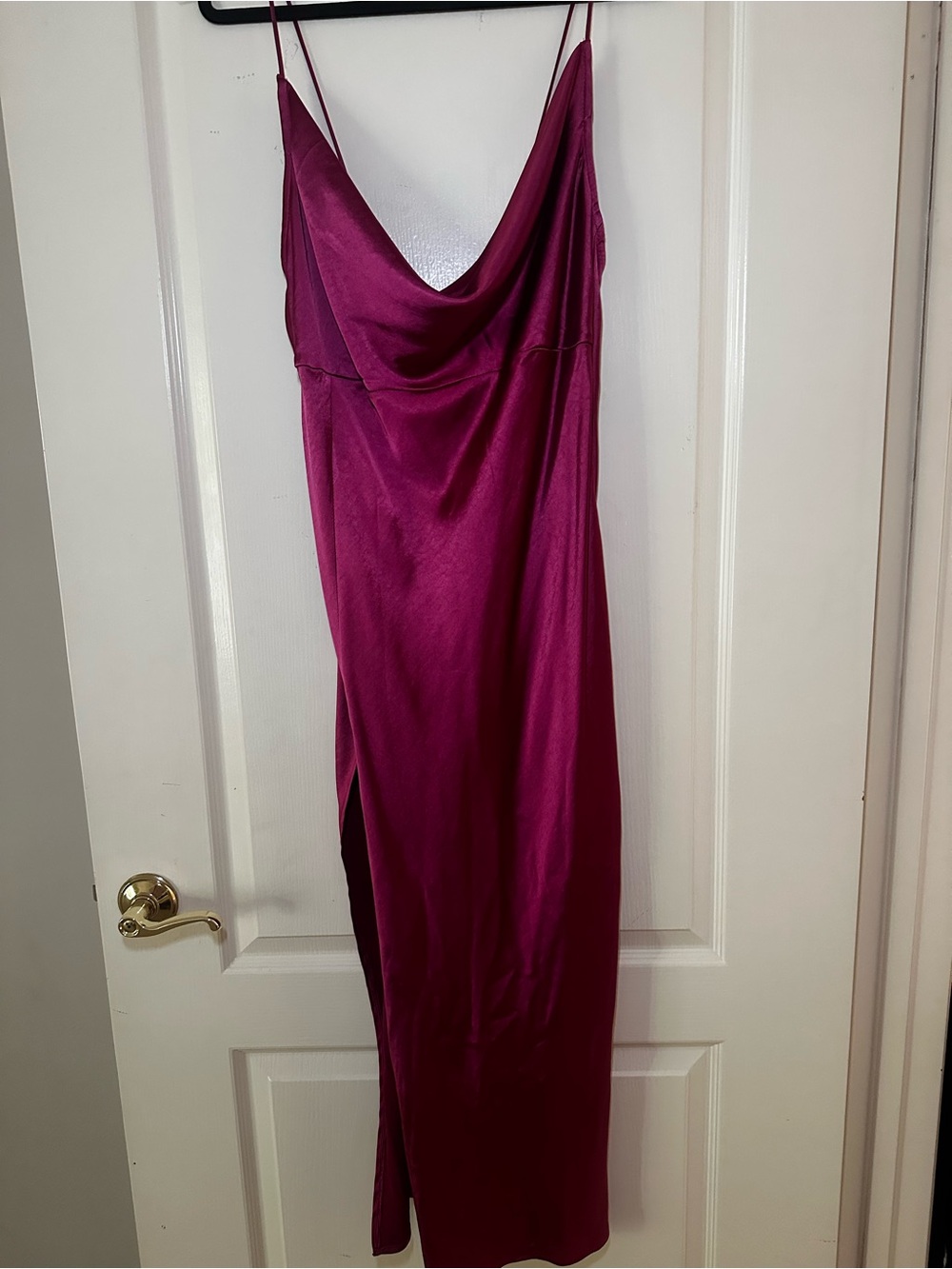 Lioness Satin Slip Maxi Dress in Deep Magenta